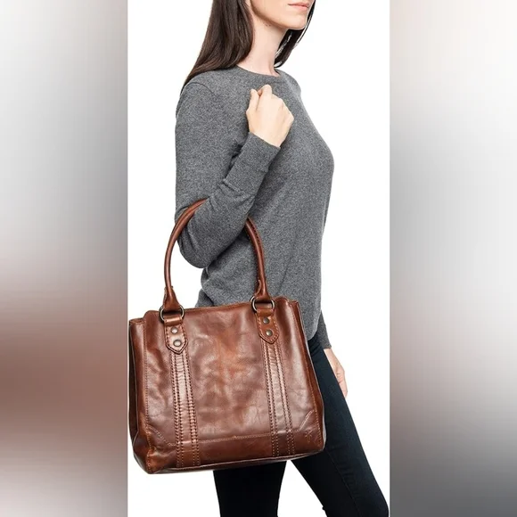 Frye Melissa Tote Cognac Leather Bag - Picture 2 of 5